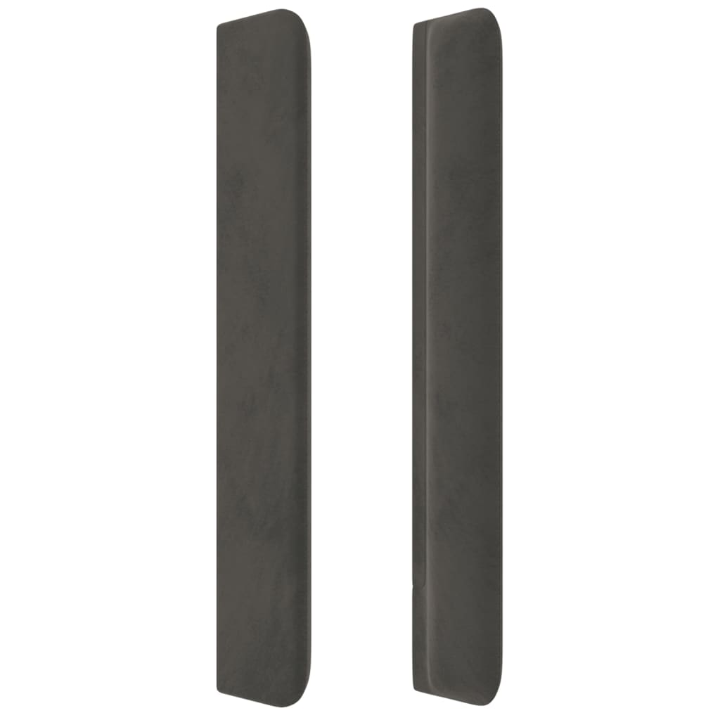 sengegavl med kanter 203x16x118/128 cm fløjl mørkegrå