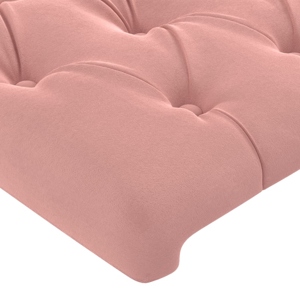 sengegavl med kanter 203x16x118/128 cm fløjl lyserød