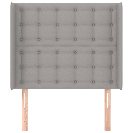 sengegavl med kanter 83x16x118/128 cm stof lysegrå