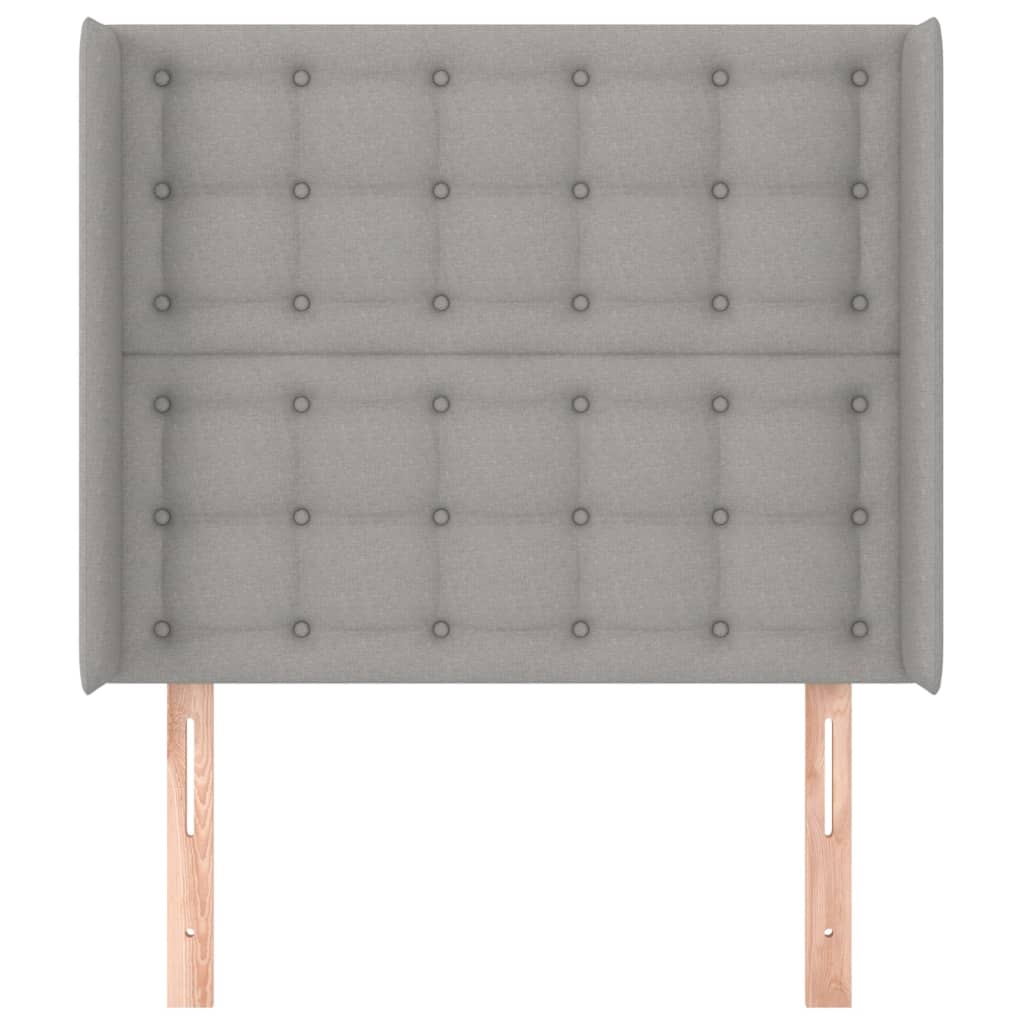 sengegavl med kanter 83x16x118/128 cm stof lysegrå