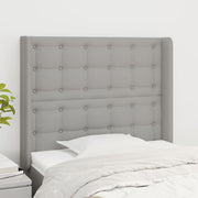 sengegavl med kanter 83x16x118/128 cm stof lysegrå