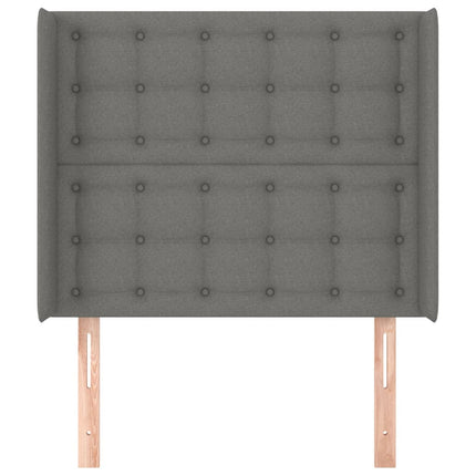 sengegavl med kanter 83x16x118/128 cm stof mørkegrå