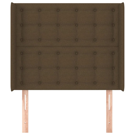 sengegavl med kanter 83x16x118/128 cm stof mørkebrun