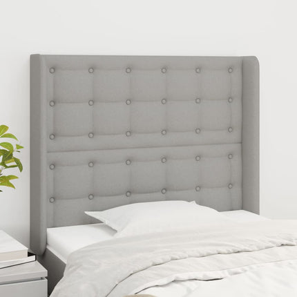 sengegavl med kanter 93x16x118/128 cm stof lysegrå