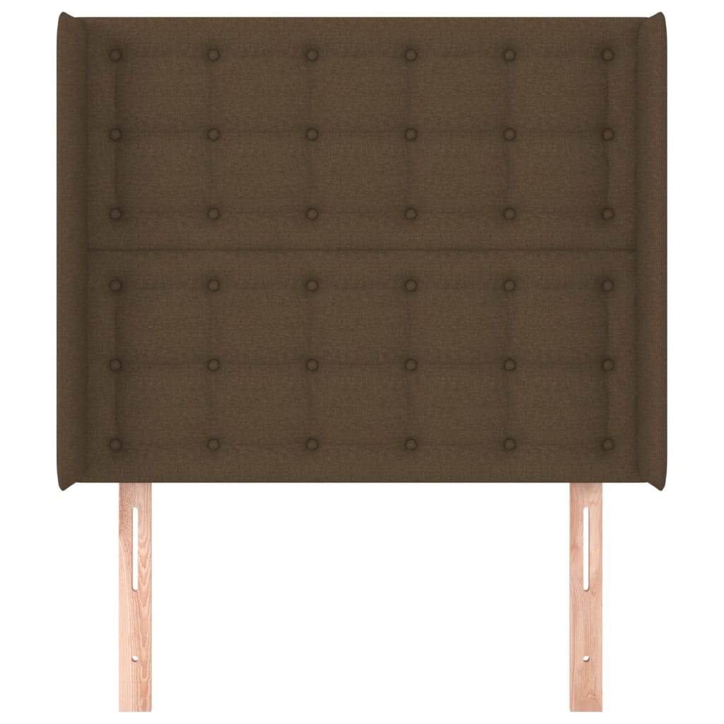 sengegavl med kanter 93x16x118/128 cm stof mørkebrun