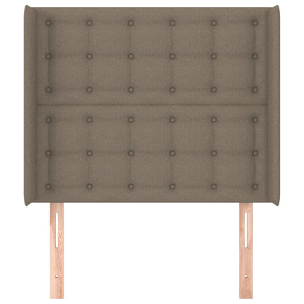 sengegavl med kanter 93x16x118/128 cm stof gråbrun