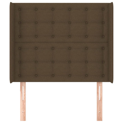 sengegavl med kanter 103x16x118/128 cm stof mørkebrun