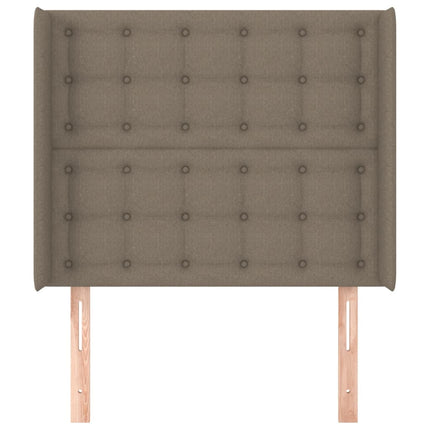 sengegavl med kanter 103x16x118/128 cm stof gråbrun