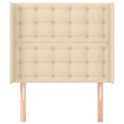 sengegavl med kanter 103x16x118/128 cm stof cremefarvet
