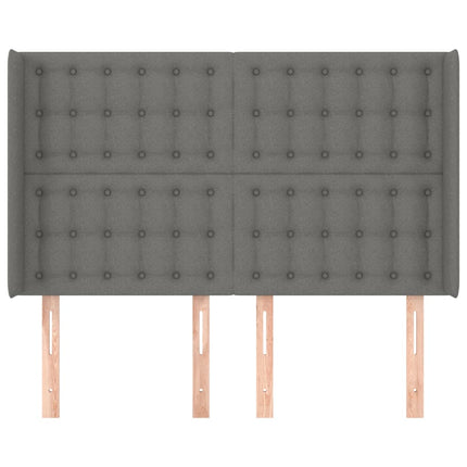 sengegavl med kanter 147x16x118/128 cm stof mørkegrå