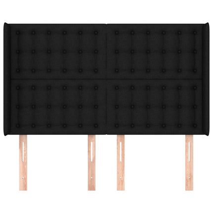 sengegavl med kanter 147x16x118/128 cm stof sort