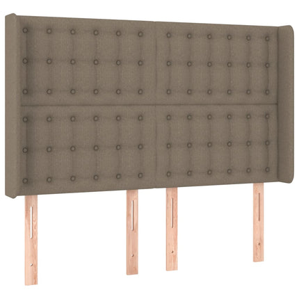 sengegavl med kanter 147x16x118/128 cm stof gråbrun