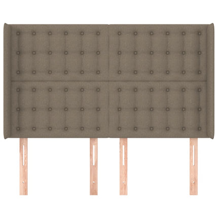 sengegavl med kanter 147x16x118/128 cm stof gråbrun
