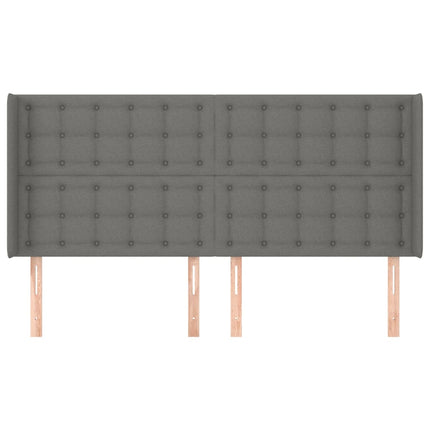 sengegavl med kanter 163x16x118/128 cm stof mørkegrå