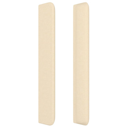 sengegavl med kanter 163x16x118/128 cm stof cremefarvet