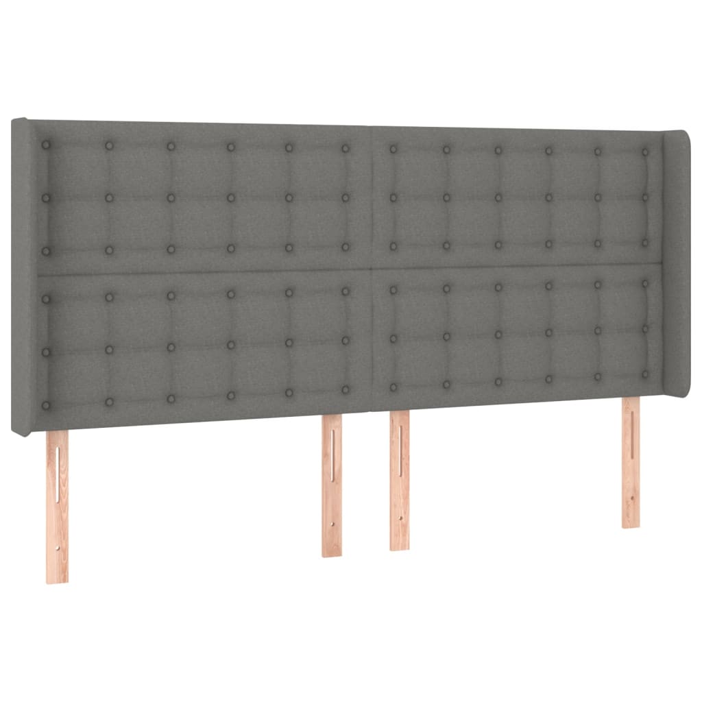 sengegavl med kanter 183x16x118/128 cm stof mørkegrå