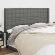 sengegavl med kanter 183x16x118/128 cm stof mørkegrå