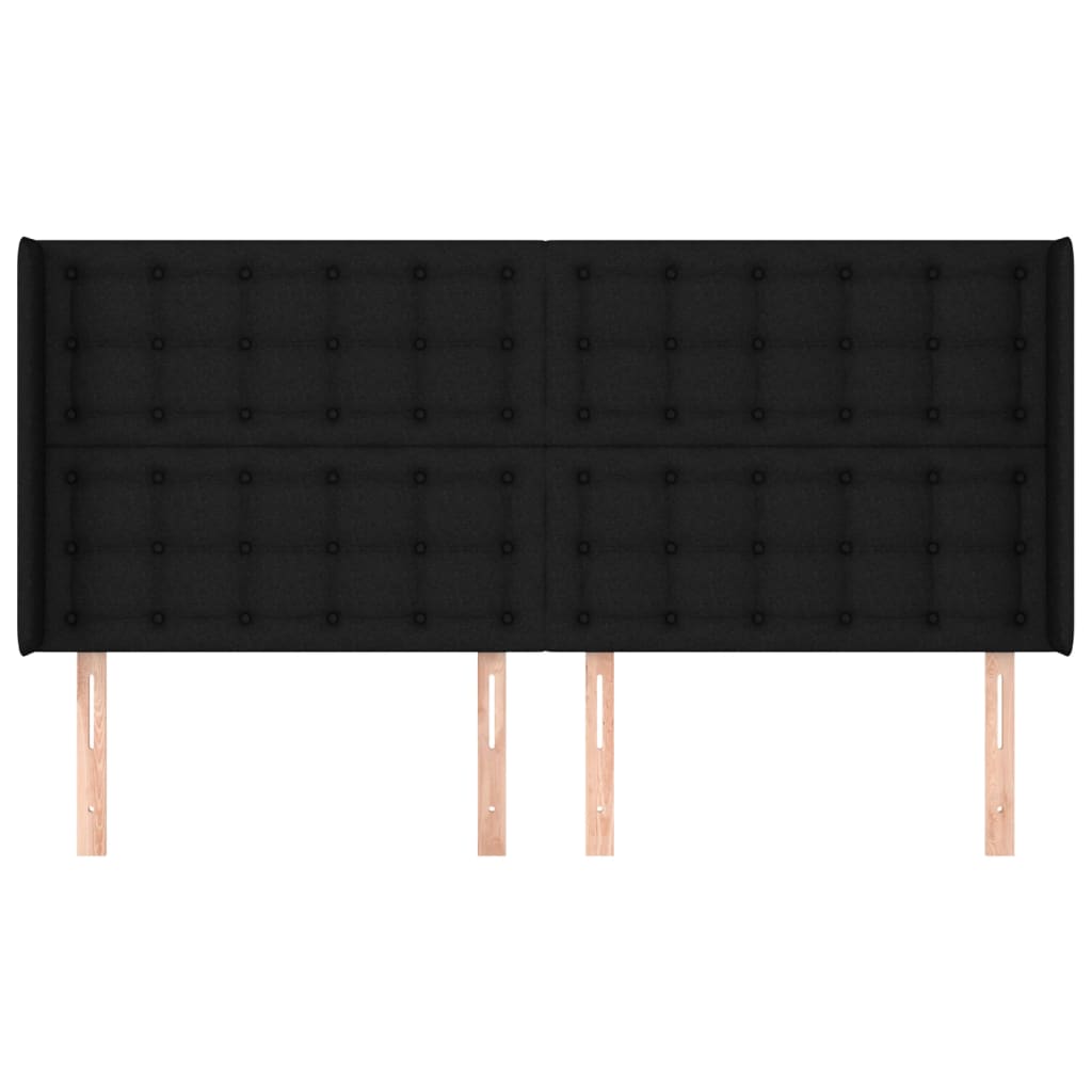sengegavl med kanter 183x16x118/128 cm stof sort