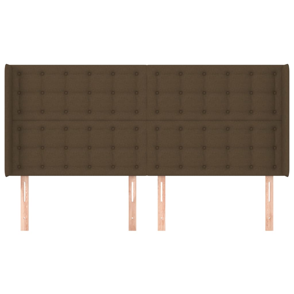 sengegavl med kanter 183x16x118/128 cm stof mørkebrun