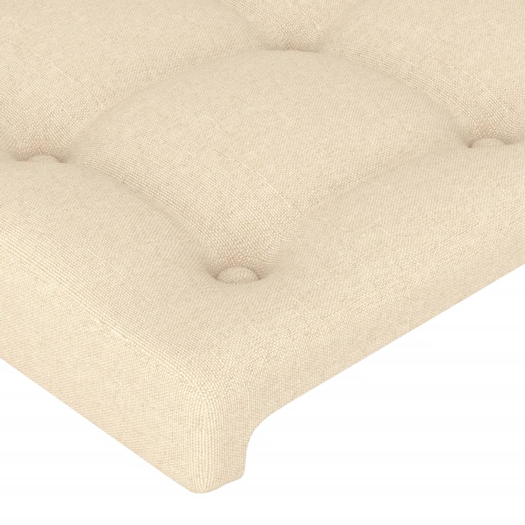 sengegavl med kanter 183x16x118/128 cm stof cremefarvet