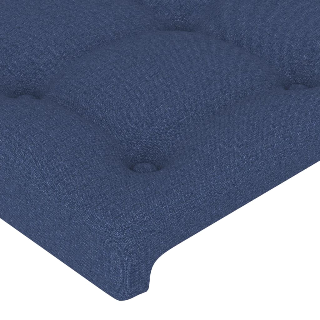 sengegavl med kanter 183x16x118/128 cm stof blå