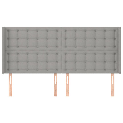 sengegavl med kanter 203x16x118/128 cm stof lysegrå