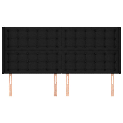 sengegavl med kanter 203x16x118/128 cm stof sort