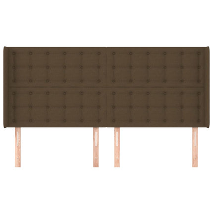 sengegavl med kanter 203x16x118/128 cm stof mørkebrun
