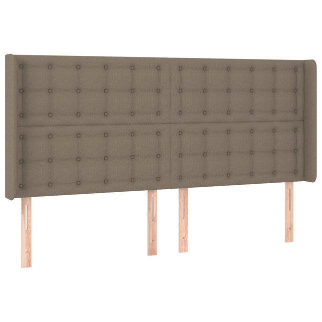 sengegavl med kanter 203x16x118/128 cm stof gråbrun