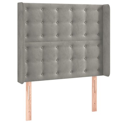 sengegavl med kanter 83x16x118/128 cm fløjl lysegrå