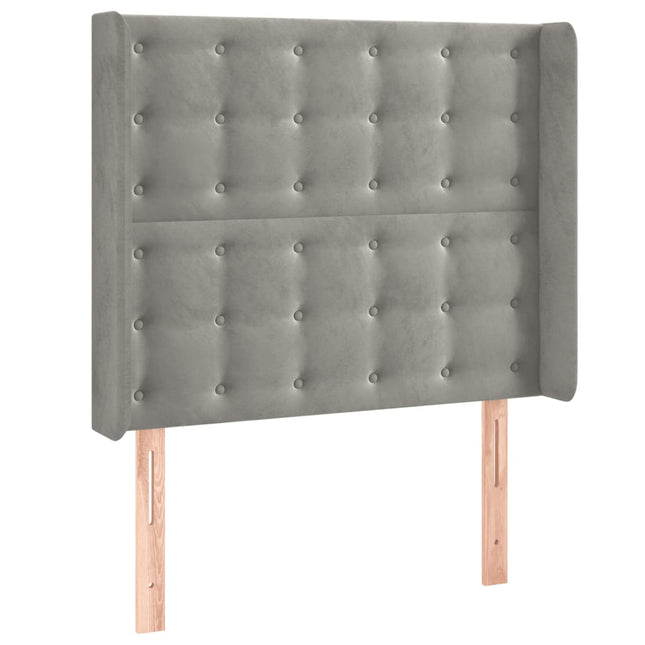 sengegavl med kanter 83x16x118/128 cm fløjl lysegrå