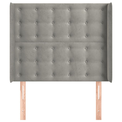 sengegavl med kanter 83x16x118/128 cm fløjl lysegrå