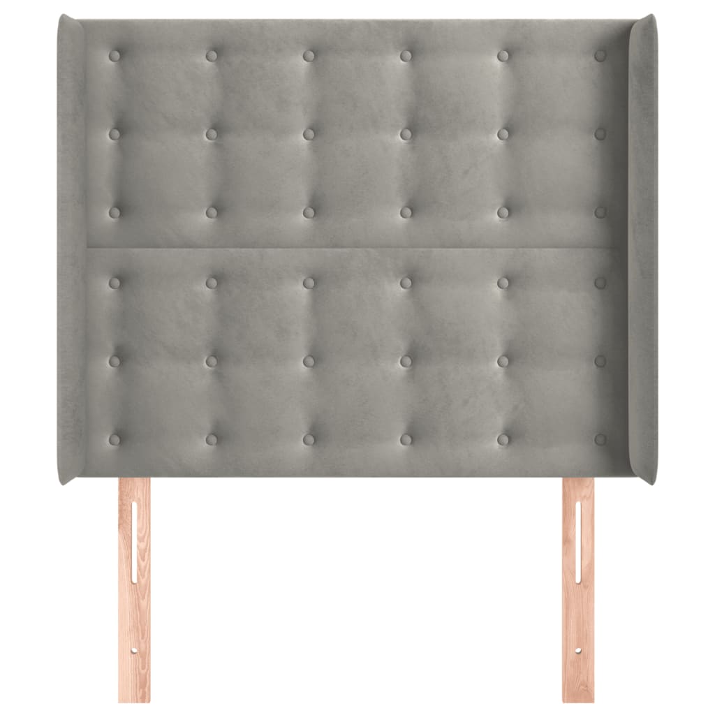 sengegavl med kanter 83x16x118/128 cm fløjl lysegrå