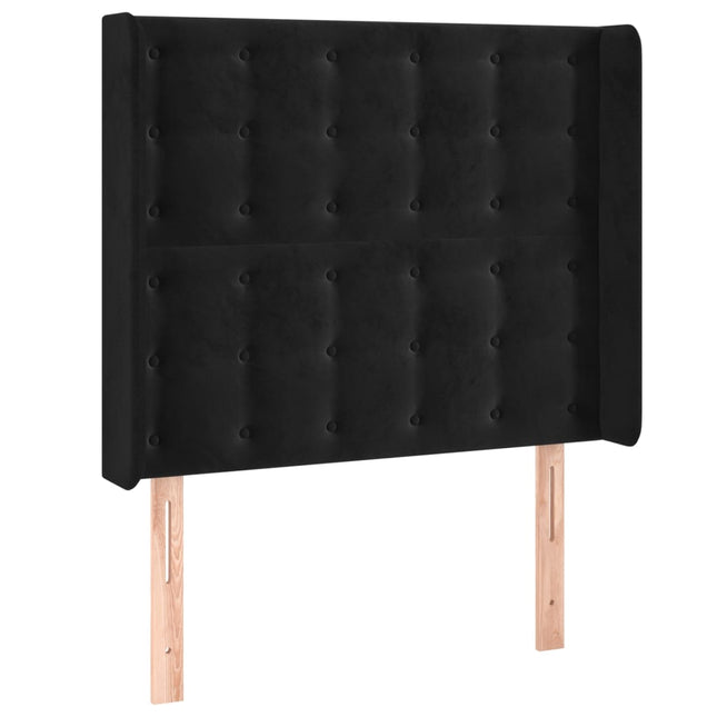 sengegavl med kanter 83x16x118/128 cm fløjl sort