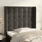 sengegavl med kanter 93x16x118/128 cm fløjl mørkegrå
