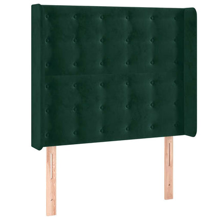 sengegavl med kanter 103x16x118/128 cm fløjl mørkegrøn