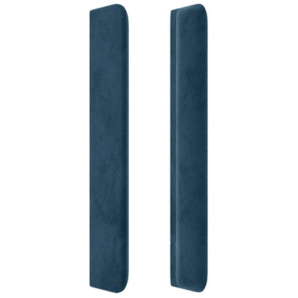 sengegavl med kanter 103x16x118/128 cm fløjl mørkeblå