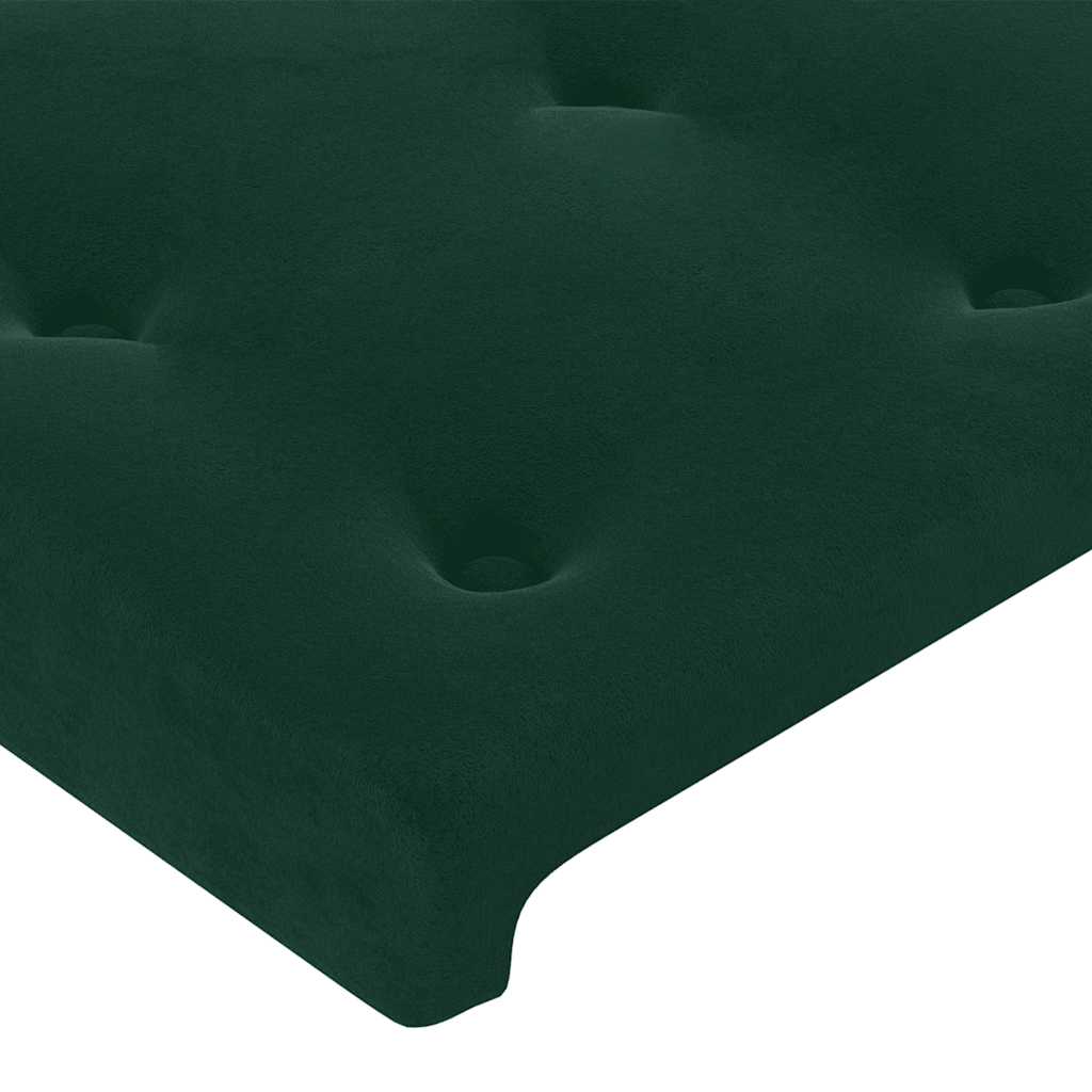 sengegavl med kanter 147x16x118/128 cm fløjl mørkegrøn
