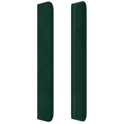 sengegavl med kanter 203x16x118/128 cm fløjl mørkegrøn