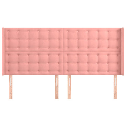 sengegavl med kanter 203x16x118/128 cm fløjl lyserød
