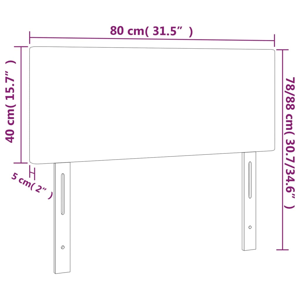 sengegavl med LED-lys 80x5x78/88 cm stof sort