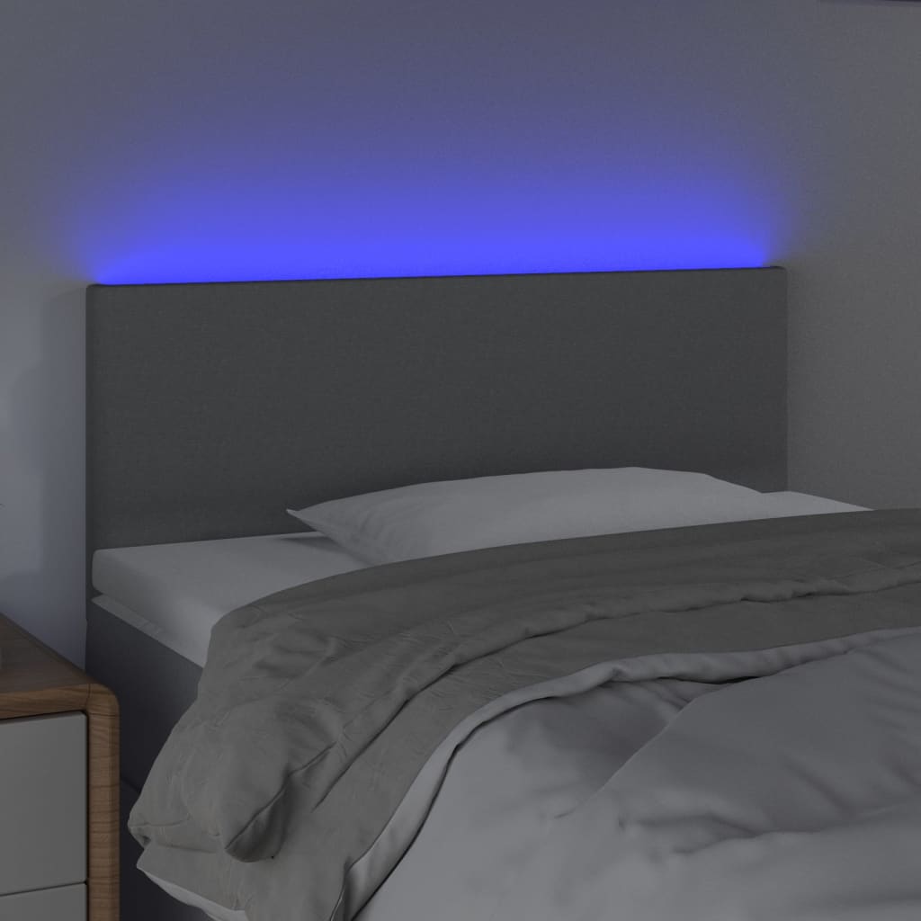 sengegavl med LED-lys 90x5x78/88 cm stof lysegrå