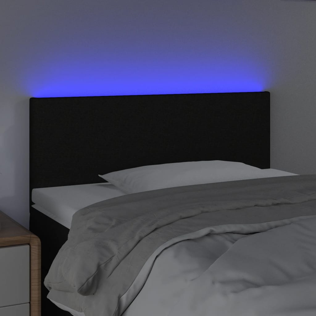 sengegavl med LED-lys 90x5x78/88 cm stof sort