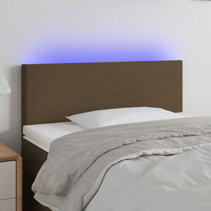 sengegavl med LED-lys 90x5x78/88 cm stof mørkebrun