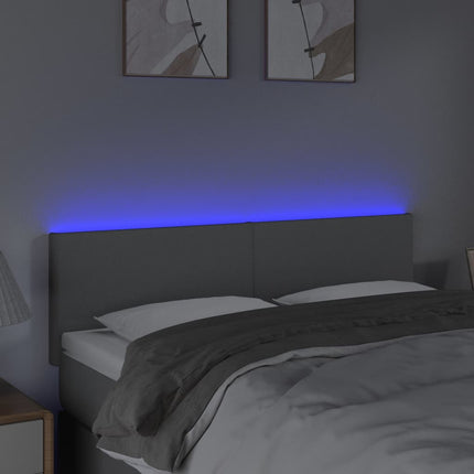 sengegavl med LED-lys 144x5x78/88 cm stof lysegrå