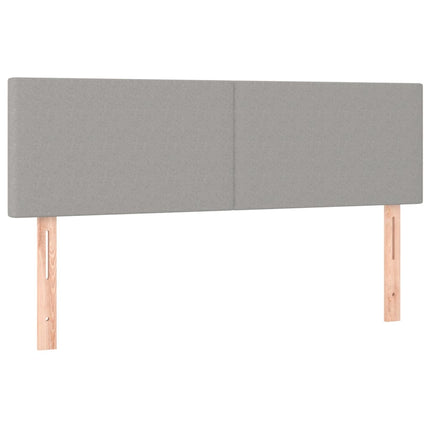 sengegavl med LED-lys 144x5x78/88 cm stof lysegrå