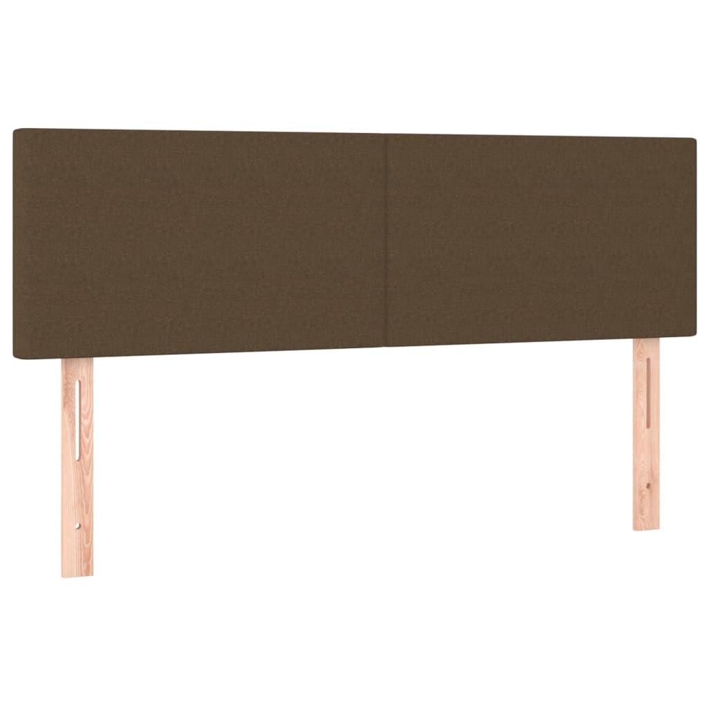 sengegavl med LED-lys 144x5x78/88 cm stof mørkebrun