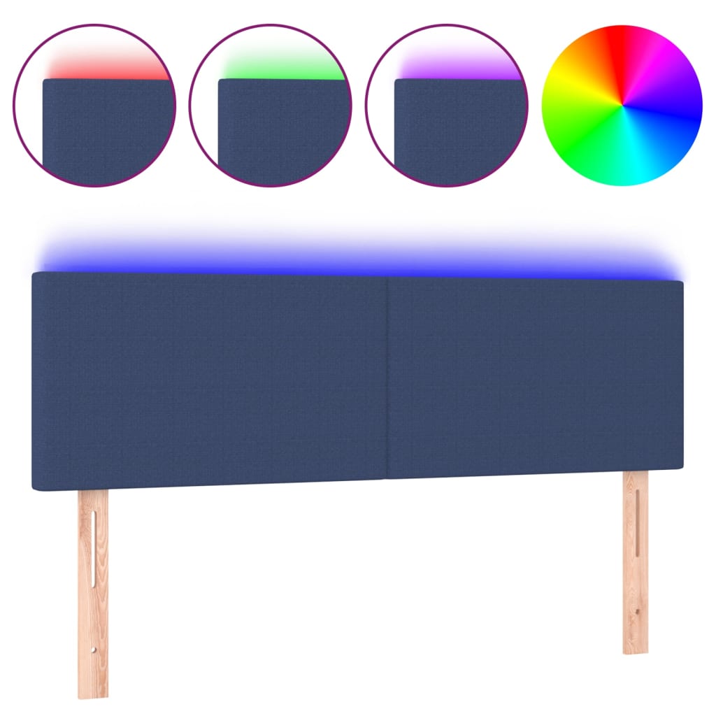 sengegavl med LED-lys 144x5x78/88 cm stof cremefarvet