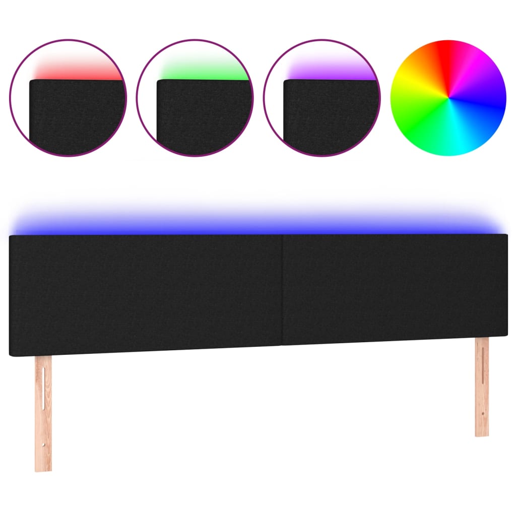 sengegavl med LED-lys 160x5x78/88 cm stof sort