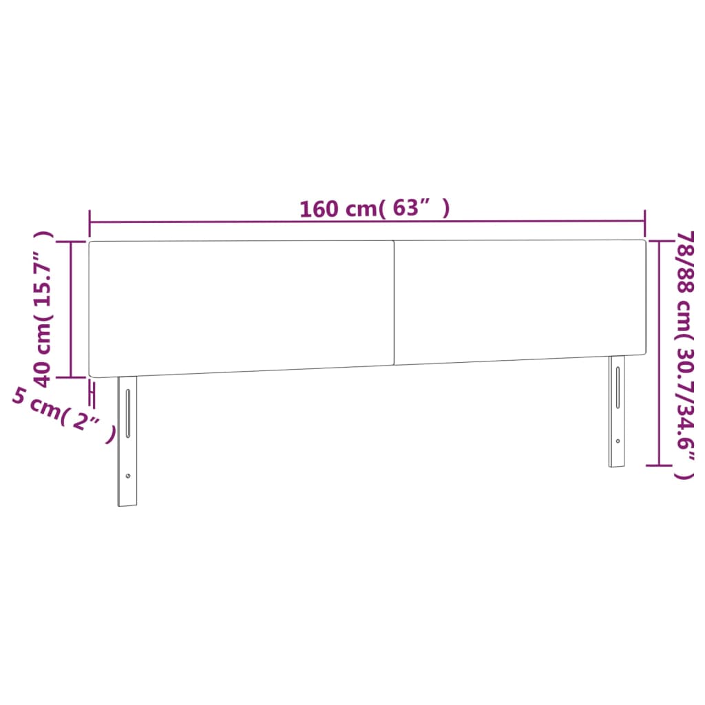 sengegavl med LED-lys 160x5x78/88 cm stof sort